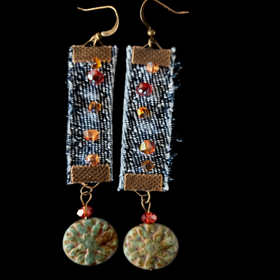 (image for) UPCYCLED DENIM EARRINGS — 2 Handcrafted Styles