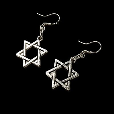 (image for) STAR OF DAVID EARRING SET: large silver star