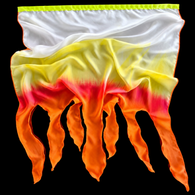 (image for) FIRE BRIDE — Fire-Fringed 8mm Silk Worship Flag