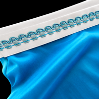 Detail: Aqua Decorative Trim Accenting the White Rod Pocket