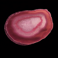 Agate geode with layered fuchsia, cinnamon, and white tones