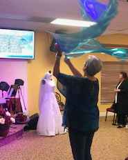 Turquoise Hologram Flags in worship