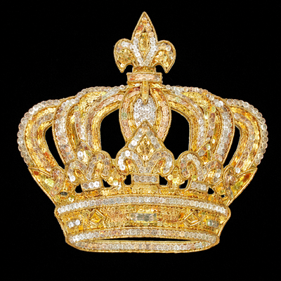 (image for) CROWNED KING — Gold & Silver Sequin Beaded Crown Appliqué