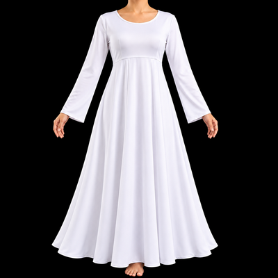 (image for) DRESS WHITES — Ankle-Length Liturgical Dance Dress