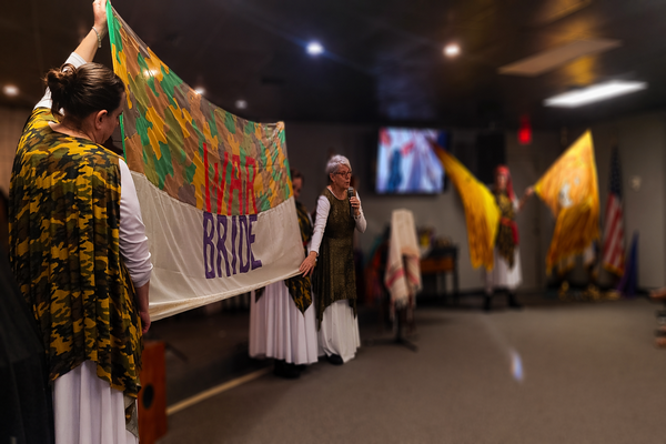 Warrior Bride teaching image with worship garment theme