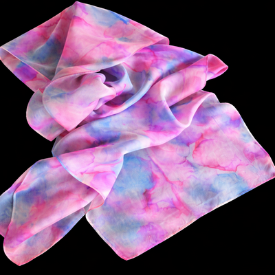 (image for) SILK SCARF: Hot Pink & Turquoise, hand-dyed