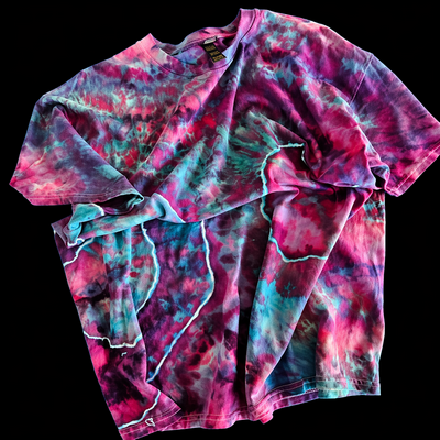 (image for) TSHIRT TIE-DYE: Purple & Teal geode, XL