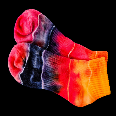 (image for) SOCKS Orange-Navy: Ankle cuff, tie dye, cotton