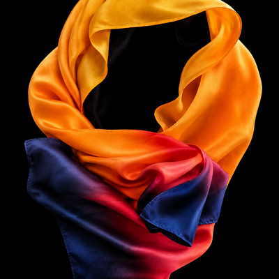 (image for) SILK SCARF: Deborah woman of torches, hand-dyed