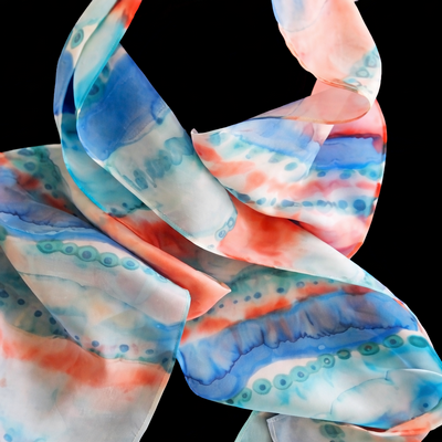 (image for) OCEAN SUNRISE — Hand-Dyed Silk Scarf