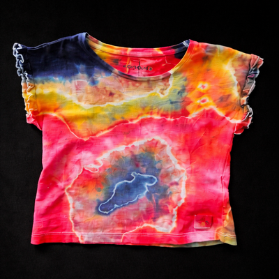 (image for) GEMSTONE GARDEN — Girls Geode Tie-Dye Top, Ruffled Sleeves