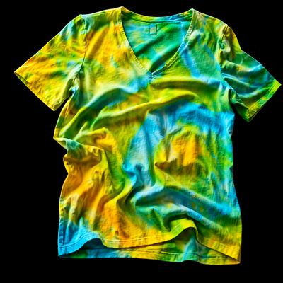 (image for) SUNSHINE SPLASH — Ladies Tie-Dye V-Neck T-Shirt, Small