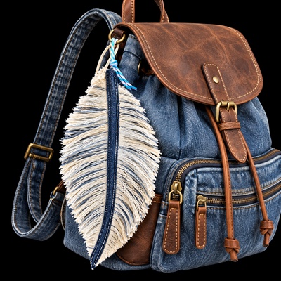 (image for) UPCYCLED DENIM FEATHERS — Handcrafted Tie-On Accessories