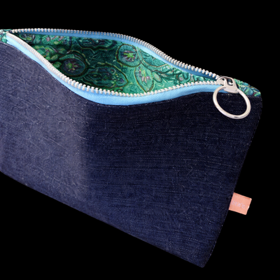 (image for) UPCYCLED DENIM ZIPPER POUCH — Handcrafted & Fully Lined