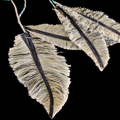 (image for) Denim Feathers: 2 sizes. hand-crafted