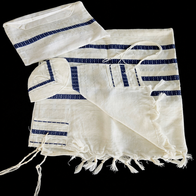 (image for) ANCIENT OF DAYS — Blue & White Tallit Set