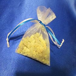 Frankincense shown packed in organza bag with Davidic star ornament