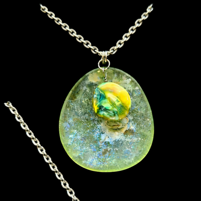 (image for) NECKLACE: Roman Glass w/pearl embellishment