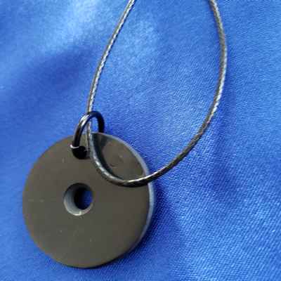 Shungite: (round) with leather necklace - Click Image to Close