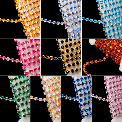 (image for) A TOUCH OF GLAMOUR — 3mm Rhinestone Cup Chain, 10 Colors, Sold by the Yard