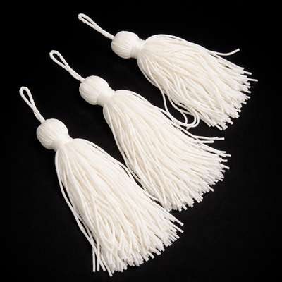 (image for) PETITE SILKY RAYON TASSEL — White, 4½" Decorative Tassel