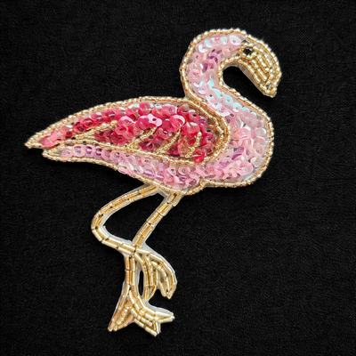 (image for) PINK FLAMINGO — Sequin & Beaded Appliqué